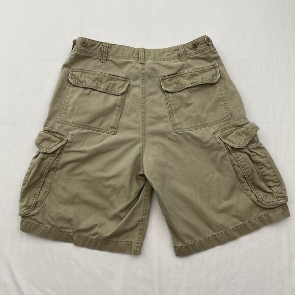American Eagle Cargo Shorts Mens 33x10 Tan Khaki Cotton Outdoor Y2K Gorpcore - Picture 2 of 8